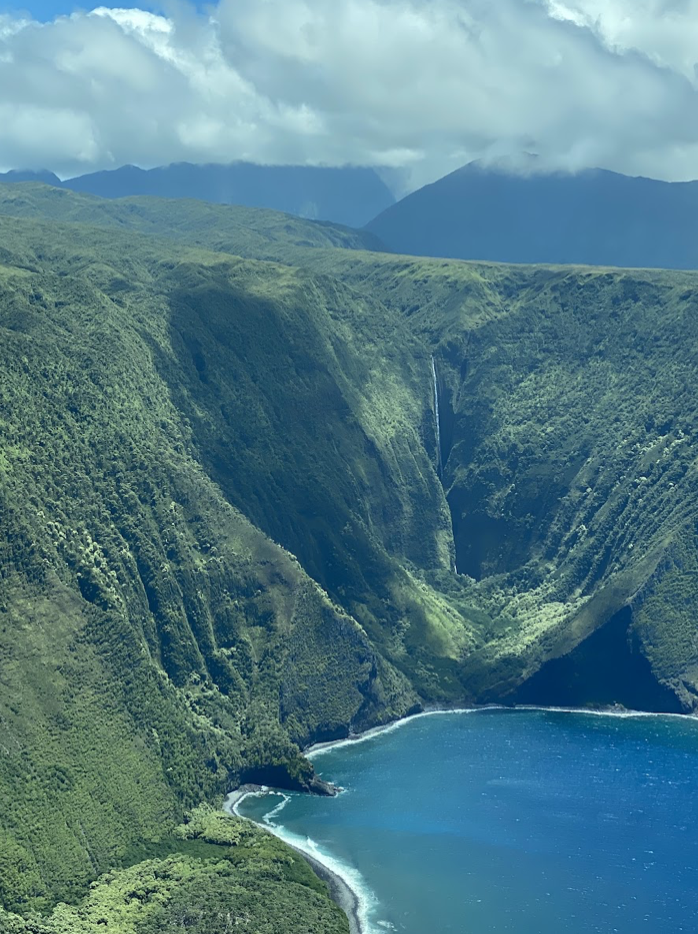 Flight overlooking Molokai Island in Hawaii
