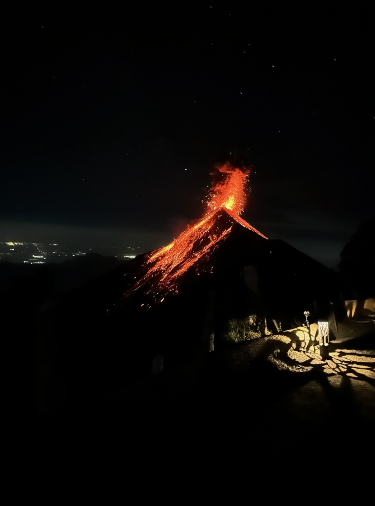  Acatenango volcano hike overlooking volcano Fuego